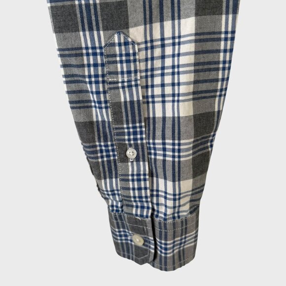 Vince Plaid Button-Up Long-Sleeve Flannel Shirt Blue & Gray Men's Size Medium - Picture 7 of 13